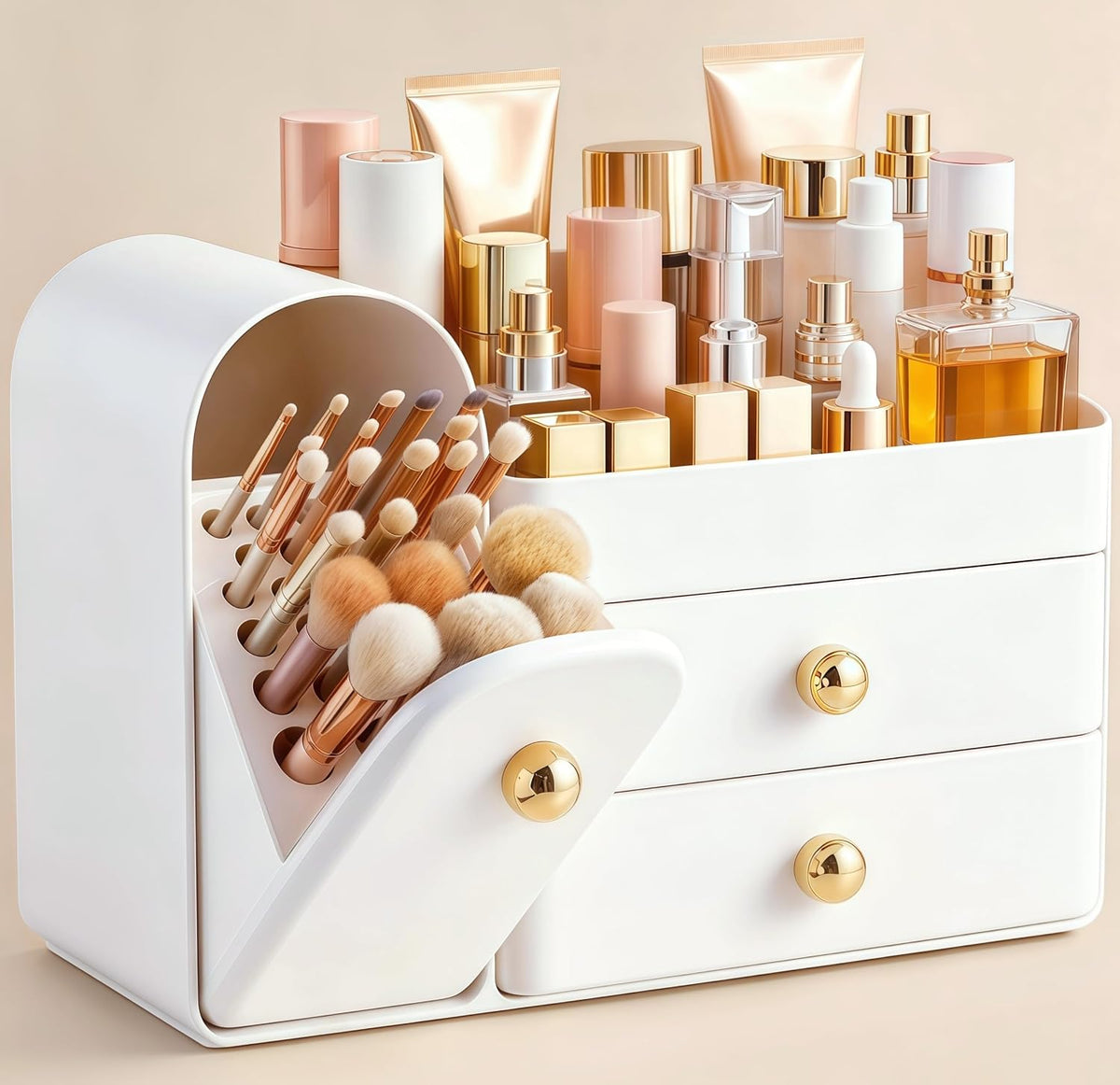 HBlife Makeup Organizer Countertop with Drawers, Vanity Organizers with Brush...