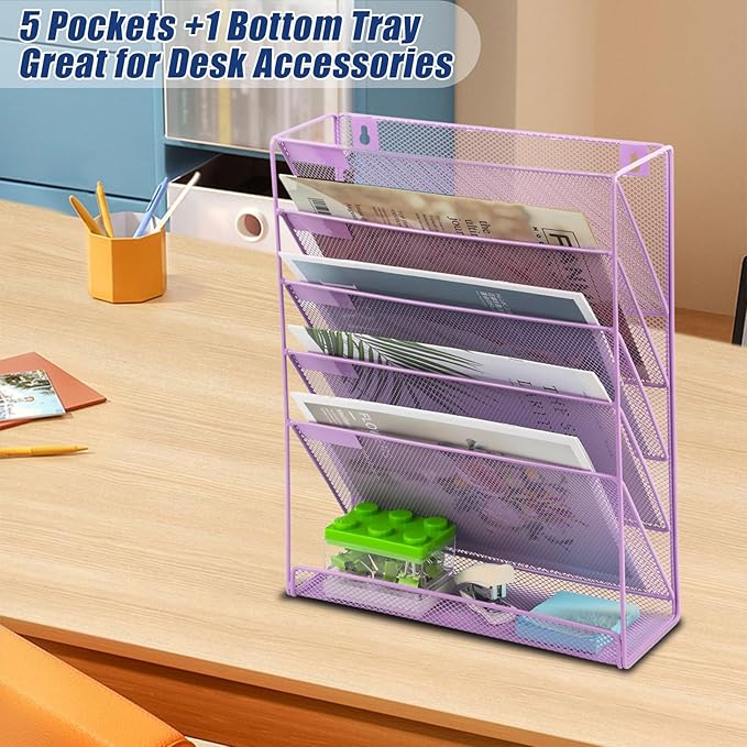 EASEPRES Desk File Organizer Mesh 6 Tier, Hanging Wall Mount Document - Image 6