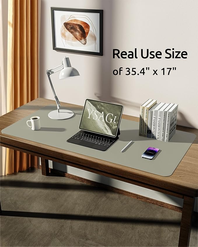YSAGi Leather Desk Pad Protector, Office Desk Mat, Large Mouse Pad, Non-Slip PU - Image 5