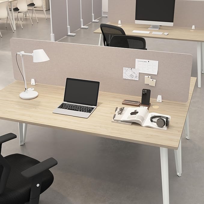 Bush Business Furniture 70W Desktop Privacy Screen in Warm Beige, Desk Mounted - Image 2