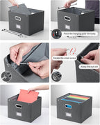 Oterri File Organizer Box with Lid, Large Hanging Filing Box with Mesh Pocket - Image 5