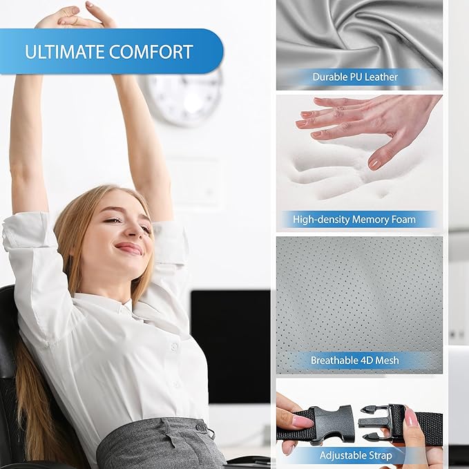 Lofty Aim Classic Memory Foam Lumbar Cushion Provides Excellent Back Support - Image 4