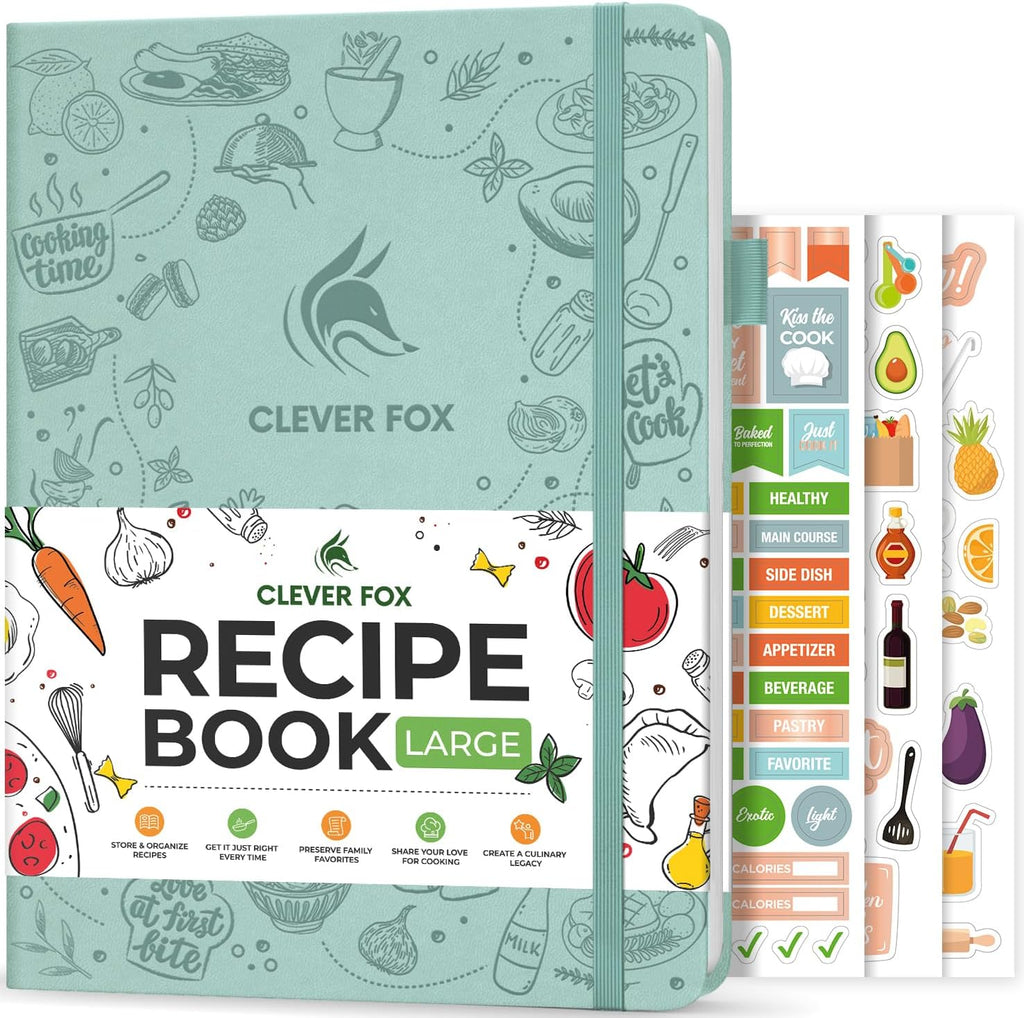 Clever Fox Recipe Book to Write in Your Own Meals 8.5x11.2 Mint Cream | Blank cook book notebook, Cooking & baking essentials for women, teens, kids & girls, Make your own DIY baker's notebook