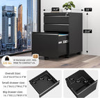 INTERGREAT 3 Drawer File Cabinet, Metal Filling Cabinets - Image 8