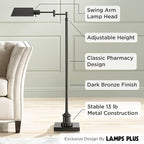 Regency Hill Jenson Traditional Farmhouse Adjustable Pharmacy Floor Lamp - Image 3
