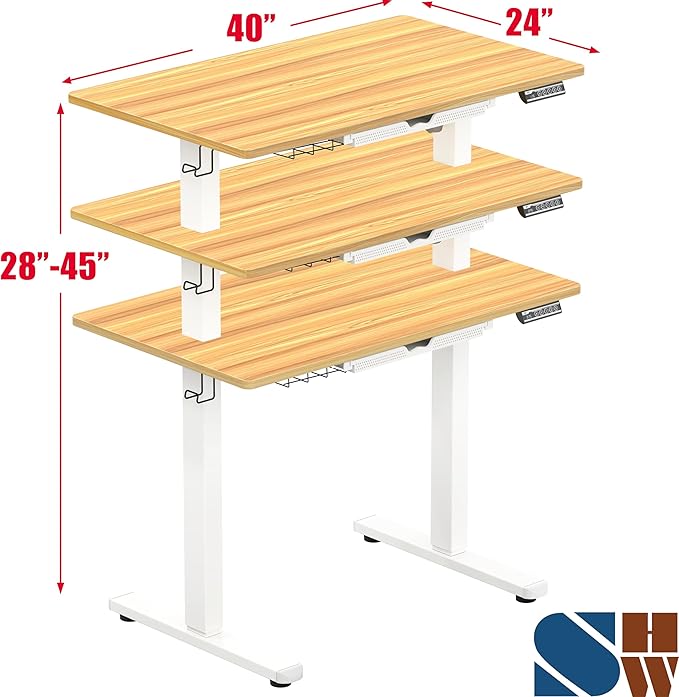 SHW 40-Inch Electric Height Adjustable Standing Desk - Image 2