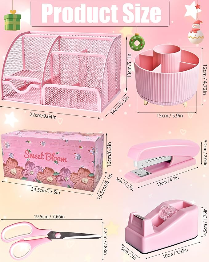 LXEVIHK 21Pcs Pink Desk Organizers and Accessories - Image 6