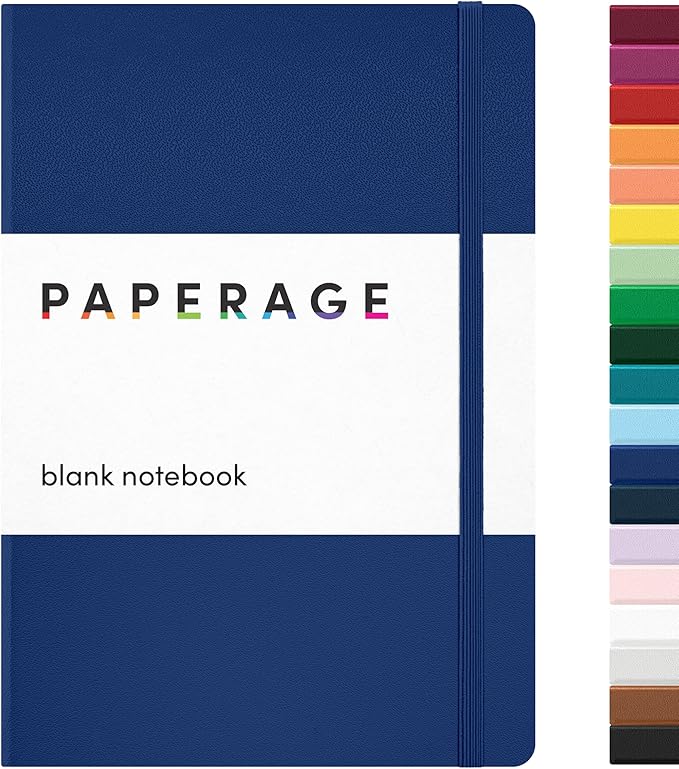 PAPERAGE Blank Journal Notebook, 160 Pages, Medium 5.6 in x 8 in by PAPERAGE
