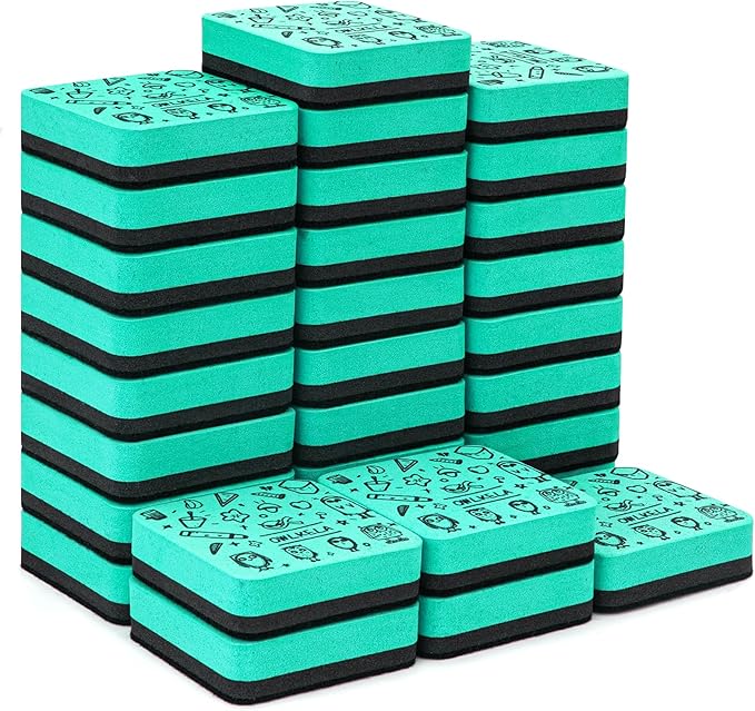 OWLKELA 30 Pack Whiteboard Eraser, Magnetic Cyan Whiteboard Eraser by OWLKELA