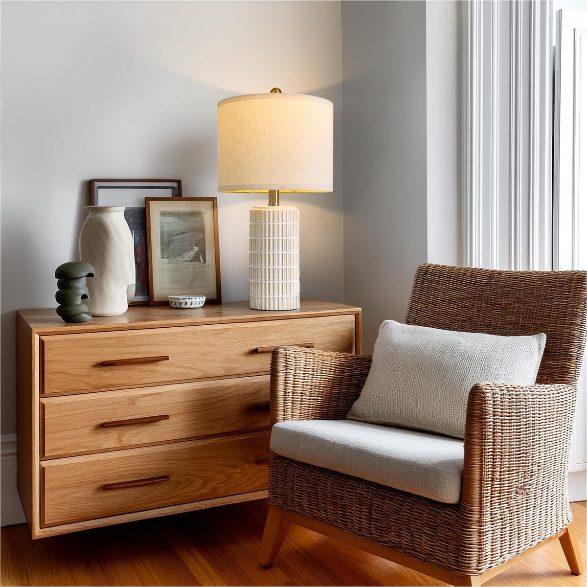 pokat 20.75" small modern ceramic table lamps set showing dimensions