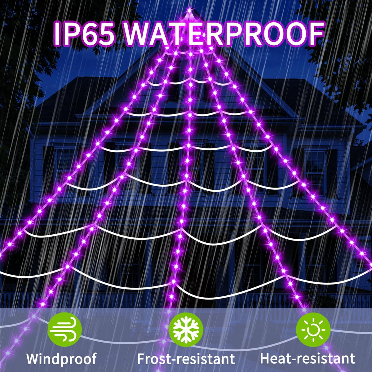 Halloween Decorations Outdoor Spider Web Lights, 23Ft 350 LED Light up Spider...