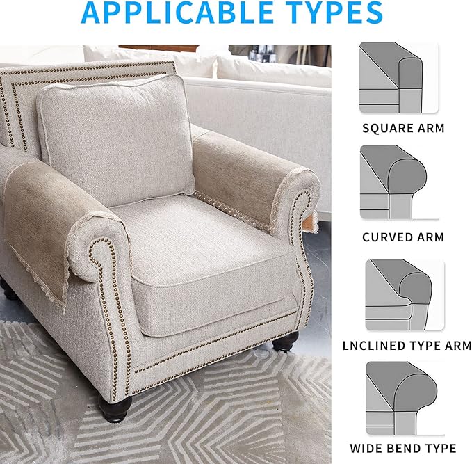 MINJIATEX Couch arm Covers, Non-Slip lace Sofa arm Cover Set of 2 Washable Sofa - Image 5