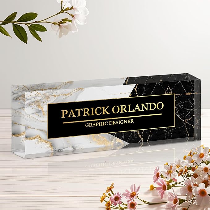 Personalized Name Plate for Desk, Custom Acrylic Desk Name Sign, Office by Unknown
