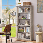 RWYHG 70" Grey Tall Bookshelf Set of 2, 5-Tier Thick Wooden Book Shelf - Image 3