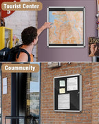 Mifuro 28"x26" Enclosed Bulletin Board, Lockable Weather-Resistant Aluminum - Image 8