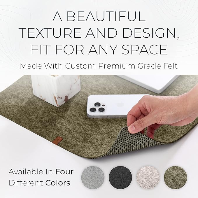 Nordik Large Felt Desk Mat – Timber Moss Green – 35 x 17 inch – Computer Desk - Image 2