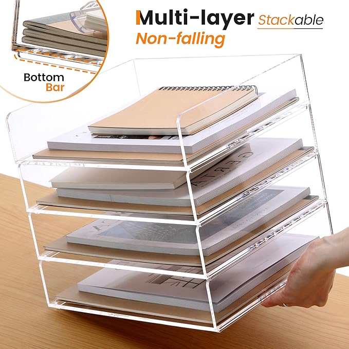 Acrylic Paper Tray, 4 Tier Paper Organizer - Image 4