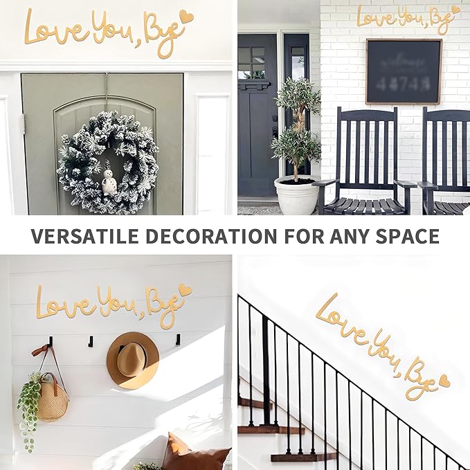Wall Decor Large Gold Love You Bye Sign Hallway Entryway Door Wall Art Boho - Image 7