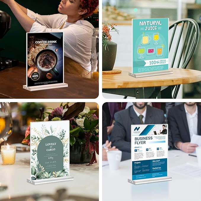 Acrylic Sign Holder, 15 Pack Vertical Clear Table Menu Display, Double Sided - Image 9