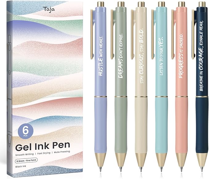 Taja Gel Pens, 0.5mm Fine Point Smooth Writing Pens by Taja