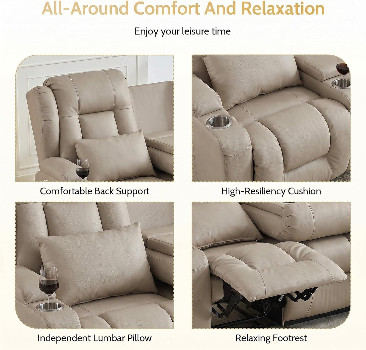 SAMERY 75.6" RV Loveseat Recliner Sofa, Manual Reclining Loveseat
