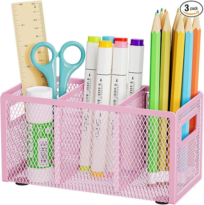 Marbrasse Mesh Pen Holder for Desk, Pencil Holder Desk Organizer 3 Adjustable by Marbrasse
