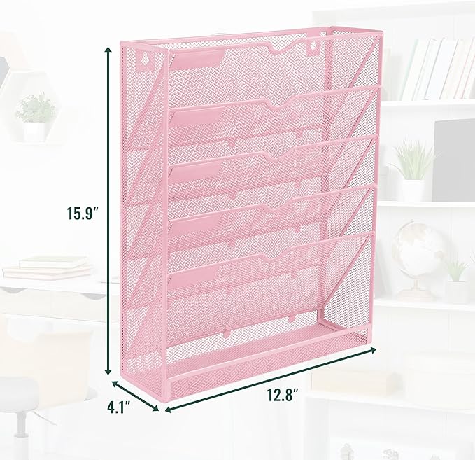 EASEPRES 6 Tier Mesh Hanging Wall File Organizer, Desk Vertical Mail Paper - Image 2