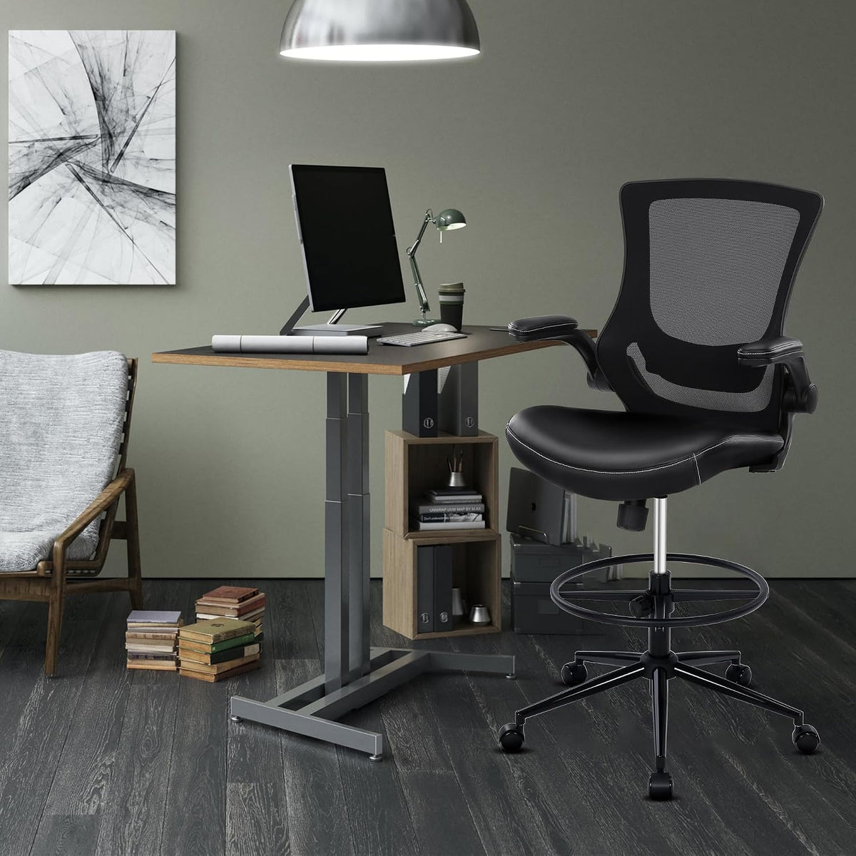 Misolant Tall Office Chair for Standing Desk, Drafting Chair with Footrest Ri...