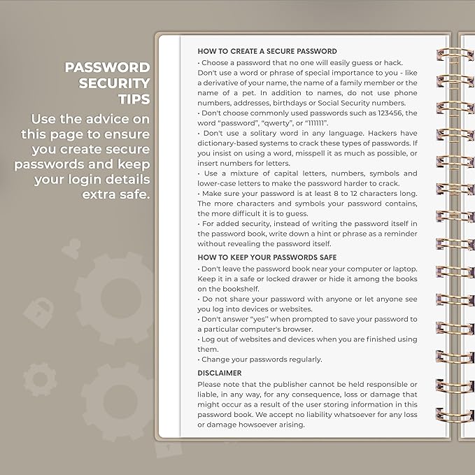 Clever Fox Password Book Spiral – Internet Address & Password Organizer - Image 5
