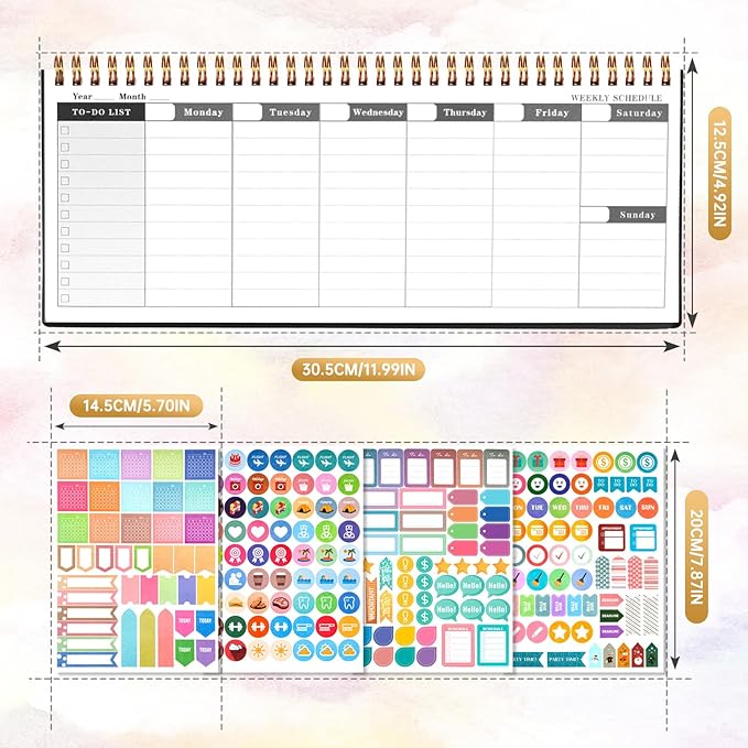 MOSA BEAR Undated Weekly Planner, 60-Week Horizontal Layout Desk Planner Daily - Image 2