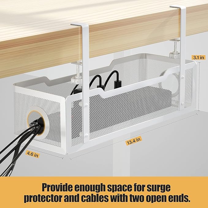4 Pack Under Desk Cable Management Box White, Cinati 53.6" Wire Organizers No - Image 5