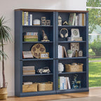 RWYHG 70" Blue Tall Bookshelf Set of 2, 5-Tier Thick Wooden Book Shelf by RWYHG