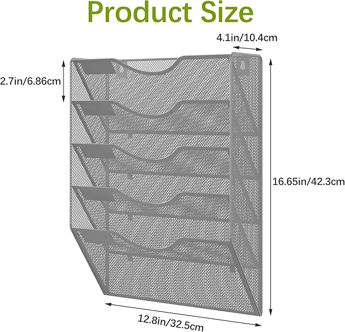 EasyPAG Hanging Wall File Organizer, 5 Pocket Wall Mounted Mail Organizer - Image 8
