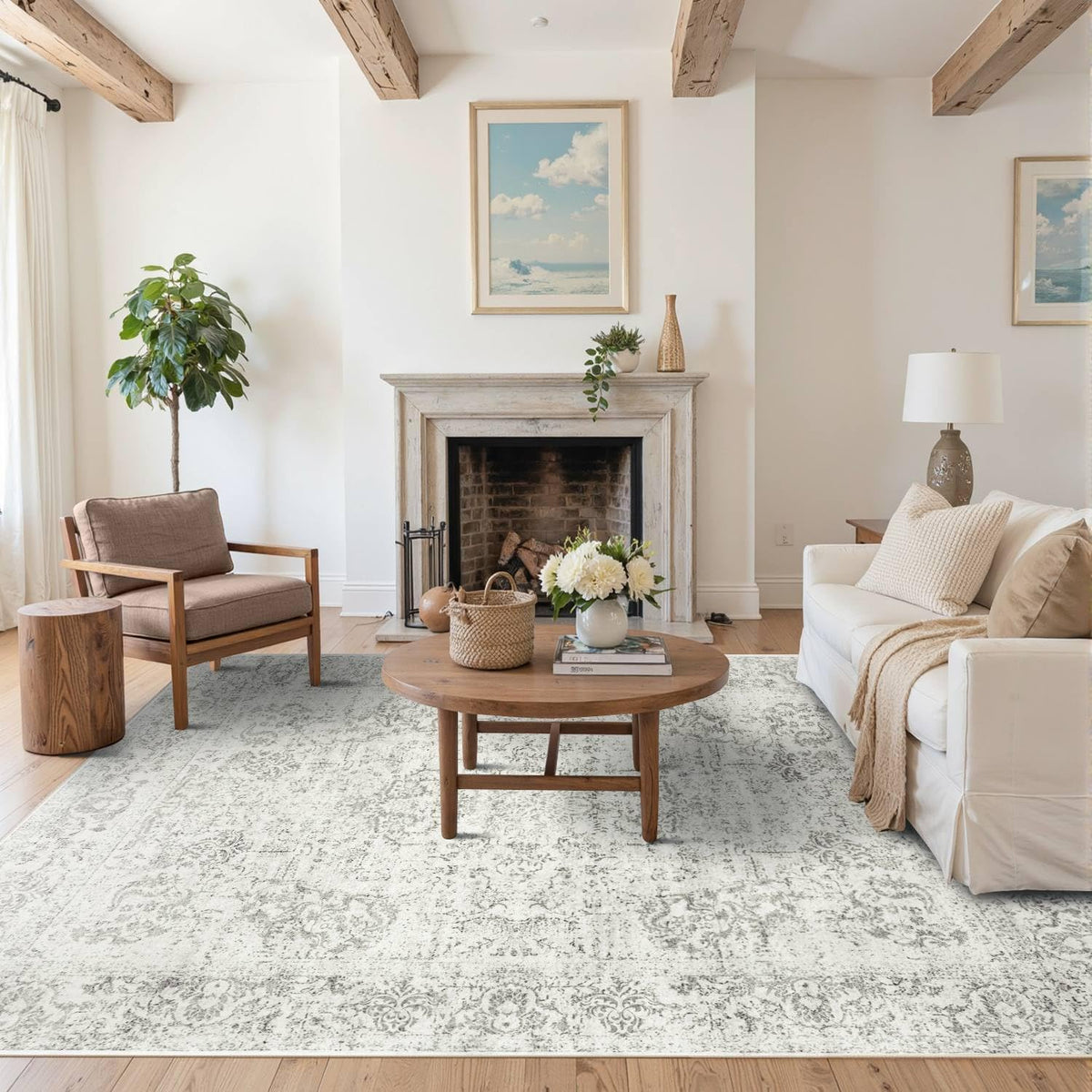 Rugxara Grey 5X7 Washable Area Rug for Living Room