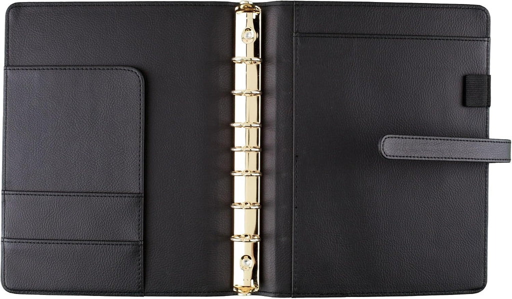 AT-A-GLANCE Faux Leather Undated Starter Set, 7-Ring, 5-1/2" x 8-1/2", Desk Size, Fashion, Black (DR1118-040-05)