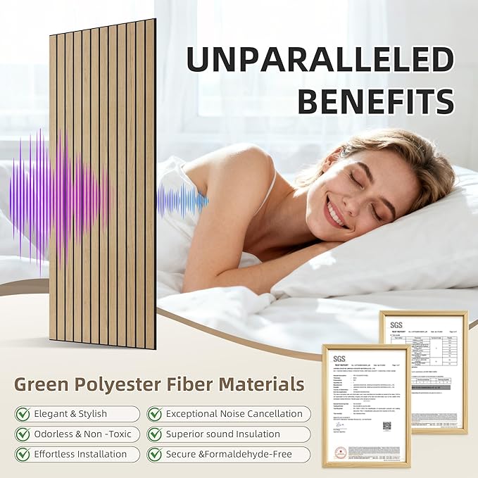 TO-TH Wood-Look Acoustic Wall Panels, 10 Pack 47.2” x 23.6” Sound Panels - Image 3