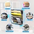 EASEPRES Magnetic File Organizer Mesh 6-Tier, Hanging Wall Mount File Organizer - Image 5