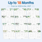 SUNEE Desk Calendar 2026-2027 17" x 12", 18 Month Calendar Jul. 2026 - Dec. 2027, Calendar 2026-2027 With Notes, for Planning, Organizing in Family, School or Office - Greenery
