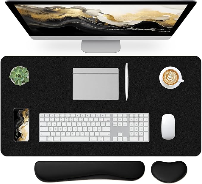 Leather Desk Pad, Non-Slip Desk Protector Mat, Leather Desk Blotter, Computer by Bloss