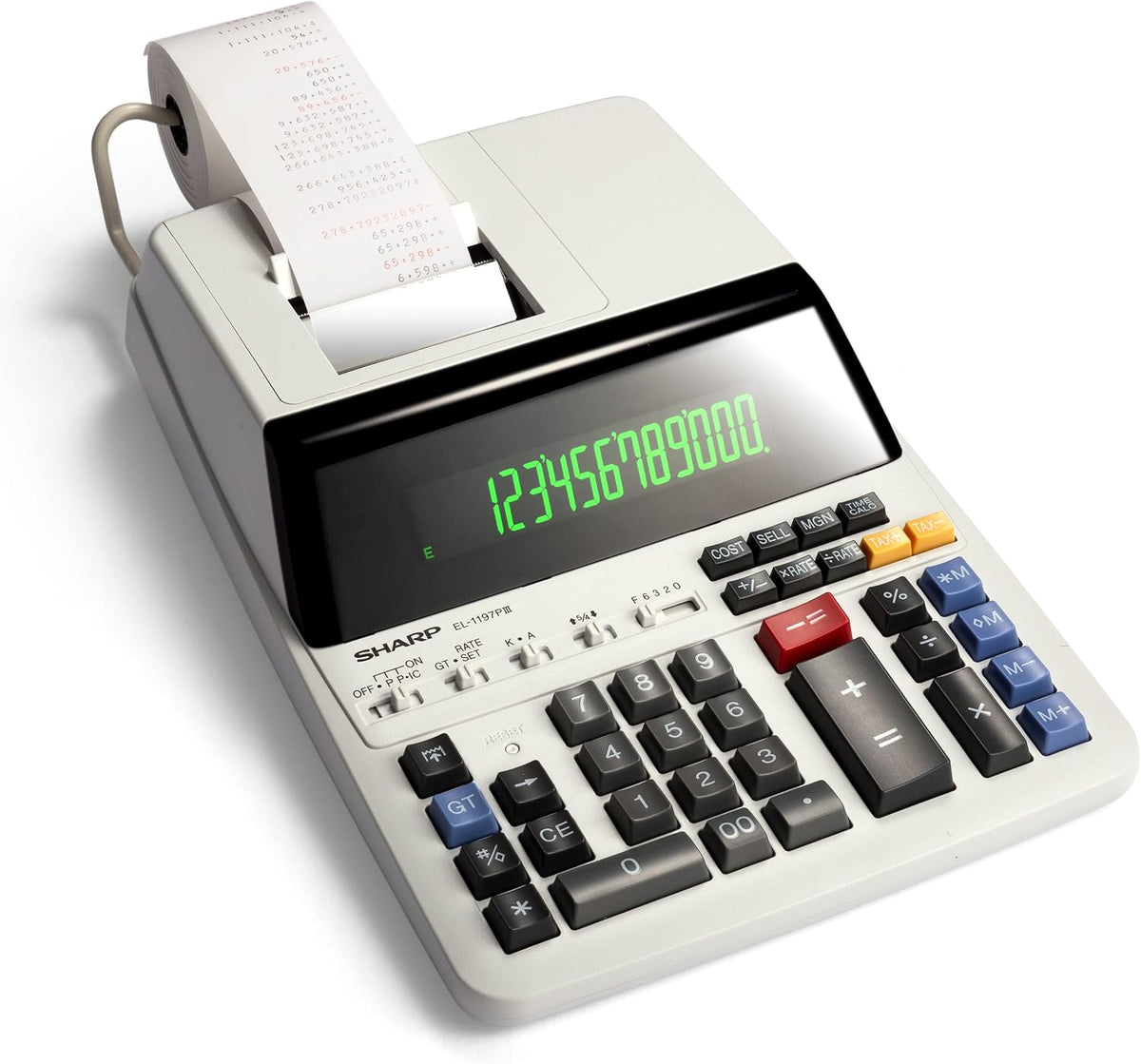 Sharp EL-1197PIII Heavy Duty Color Printing Calculator