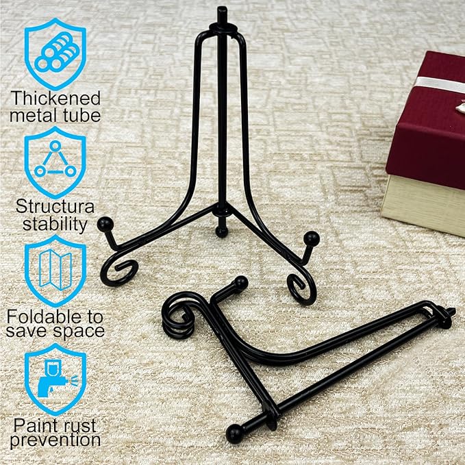 HENABLE 6PCS Premium Black Iron Plate Stands - Image 5