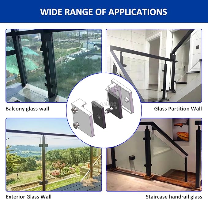 Glass Clamp－4PCS Adjustable Glass Shelf Bracket, 1/3 "-1/2 " 304 Stainless - Image 7