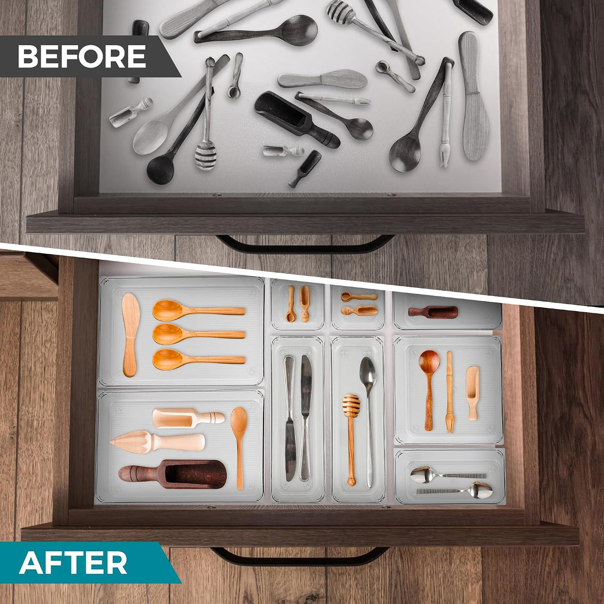 12 Pack Drawer Organizers, 3"X 9" Clear Acrylic Storage Bins