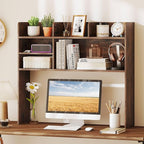 Tangkula Desktop Bookshelf for Computer Up to 32”, 37” Countertop Storage Hutch - Image 2