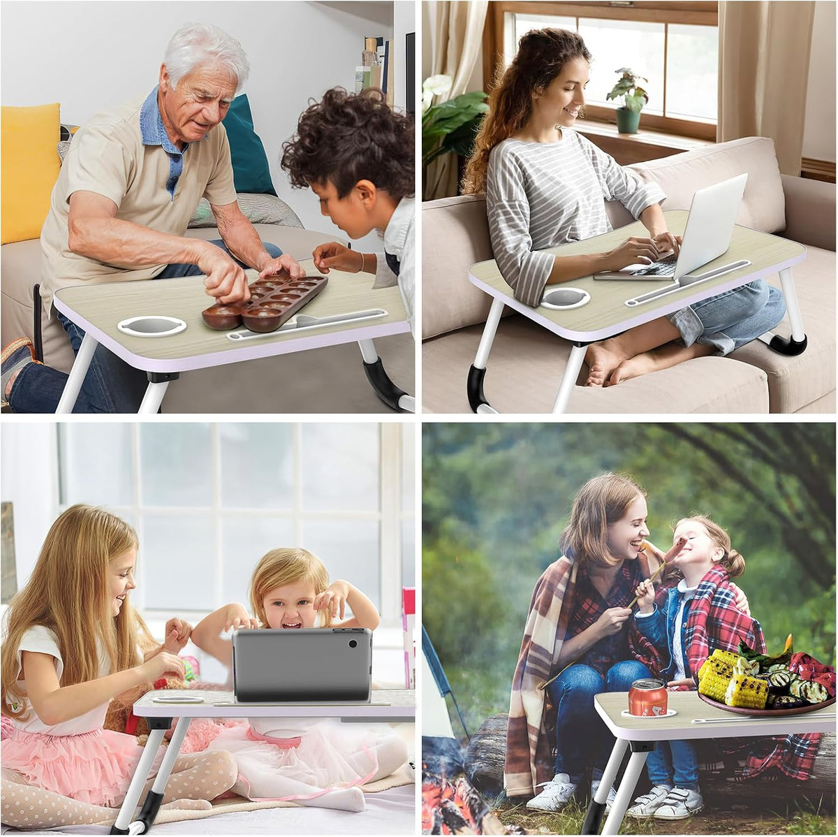 Fayquaze Portable Foldable Laptop Bed Desk with Storage Drawer and Cup Holder...