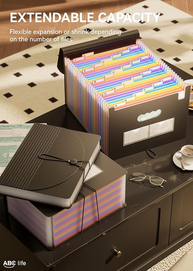 ABC life 26 Pockets Accordion File Organizer, Expanding File Folders, Portable - Image 3