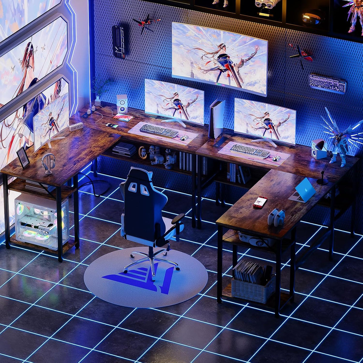 Unikito L Shaped Computer Desk with Magic Power Outlets and USB Charging Port...