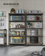 songmics set of 2 5-tier boltless assembly storage shown in use