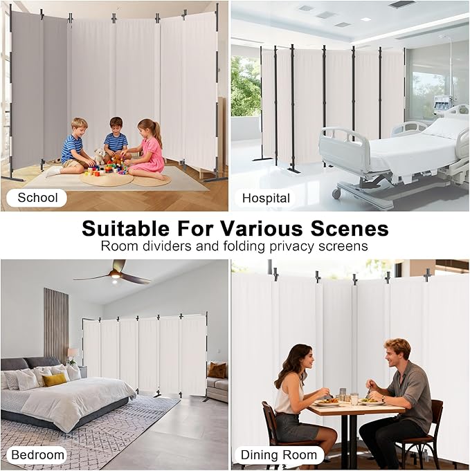 Kecreque 6 Panel Room Divider, 6ft Folding Screen Portable Wall Partition Room - Image 6