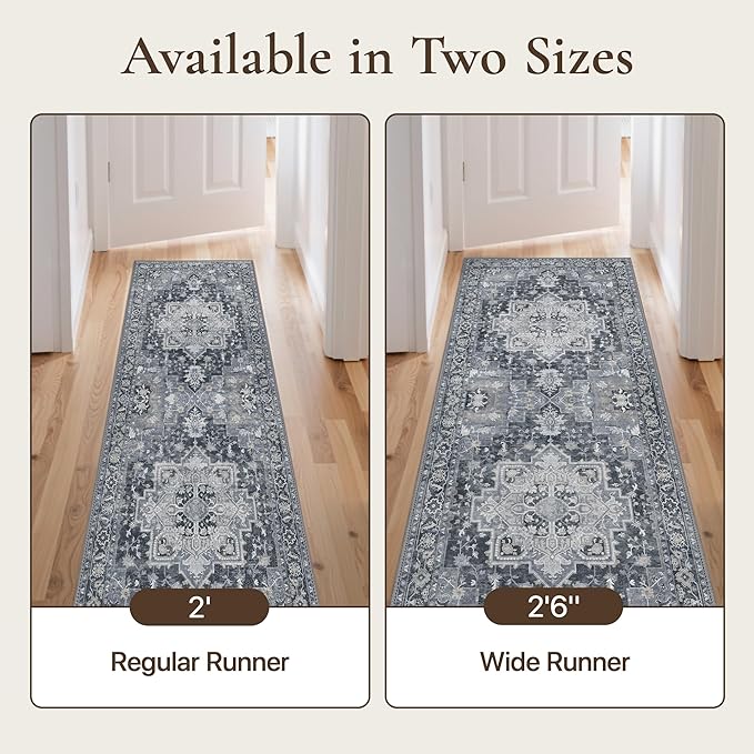 GENIMO 2'6''x10 Runner Rugs for Hallway, Machine Washable Non Slip Vintage Rugs - Image 3